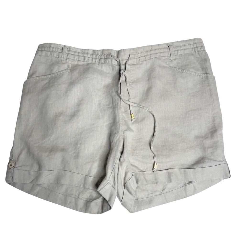 Ellen Tracy Linen Drawstring Casual Summer Shorts Khaki Womens 12